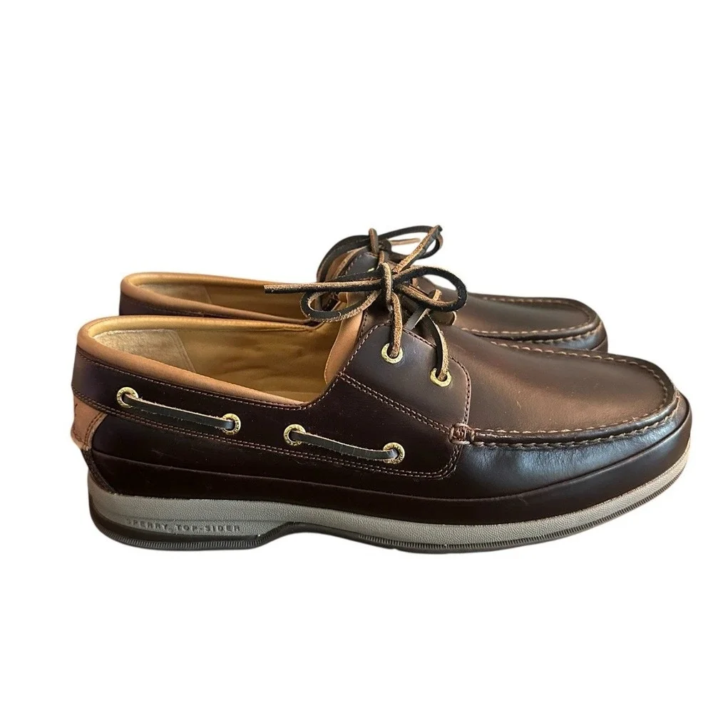 Sperry Mens Gold Cup Amaretto Leather Boat Shoes 0579052‎ Sz 11.5 Wide